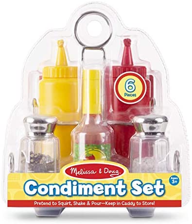 Stainless Steel Caddy Melissa & Doug Condiments Set 6 pcs - Play Food 