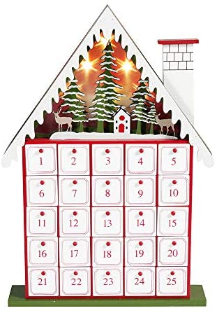 Multi Kurt S Adler Kurt Adler 15.5-Inch Battery-Operated Light-Up House Advent Calendar