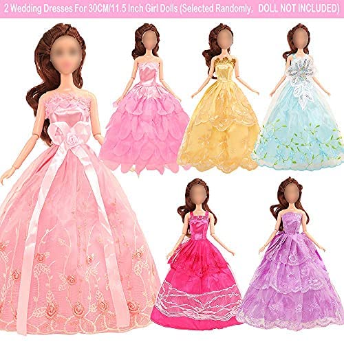BM 18 Pack Barbi Clothes and Accessories 2 PCS Fashion Dresses 2 Tops and Pants Outfits 2 PCS Party Dresses 2 Sets Swimsuits Bikini 10 pcs Shoes for 11.5 inch Doll 