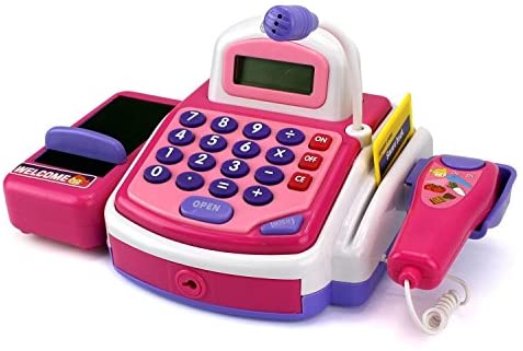 Electronic Kids Girls Pretend Play Cash Register Toy Realistic Actions Sounds 