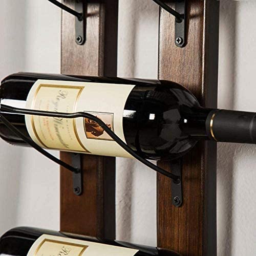 DCIGNA Wall Mounted Wine Rack Wooden Imported Pine Wood and Metal Red Wine Color Wooden Wine Bottle Holder Rack Barrel Stave Wine Rack 6 Bottles 40x7.6inch 