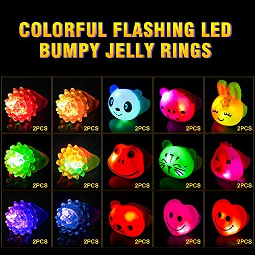 Flashing Colorful LED Light Up Bumpy Jelly Rubber Rings Finger Toys for Parties 