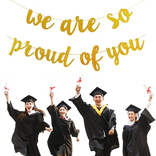 2019 Graduation Party Decorations Black Glittery We are So Proud of You Graduation Banner,Graduation Party Decorations,Congratulations Grad Party Decorations 