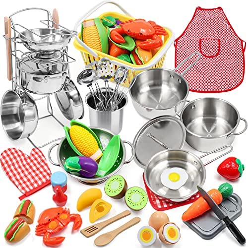 32Pcs Set Kids Play House Kitchen Toy Cookware Cooking Utensils Pots Pans Gift A 