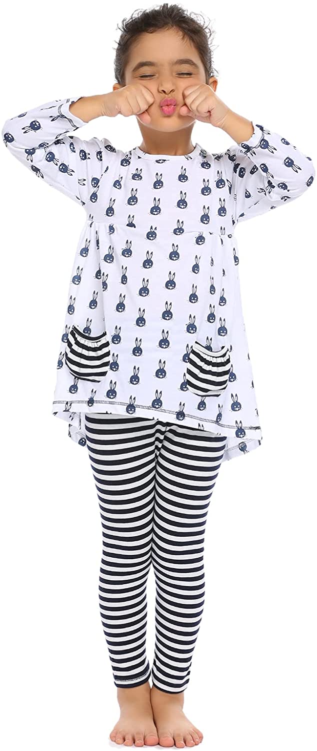 Arshiner Little Girls Clothing Sets Bunny Long Sleeve Outfits 2 PCS Top Leggings Pajamas Sets 