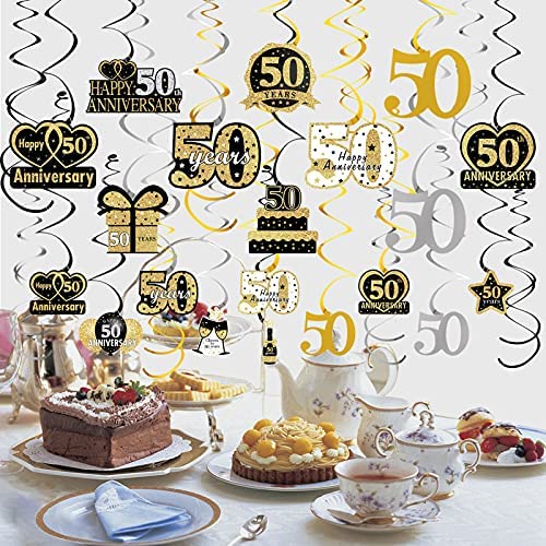50th Anniversary Hanging Whirl Decorations Gold 50 Party Hanging Decoration