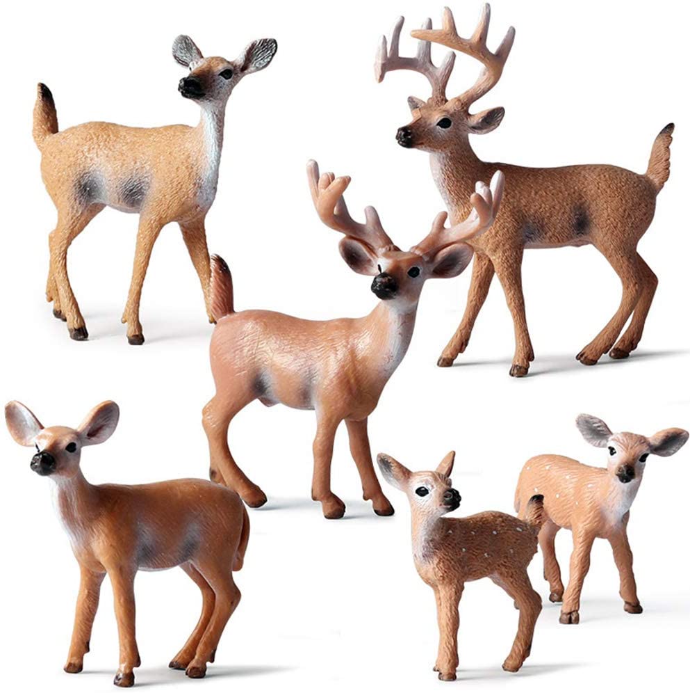 Deer Figurines Cake Toppers Toys Figure SMALL Woodland Animals Set Of 6 