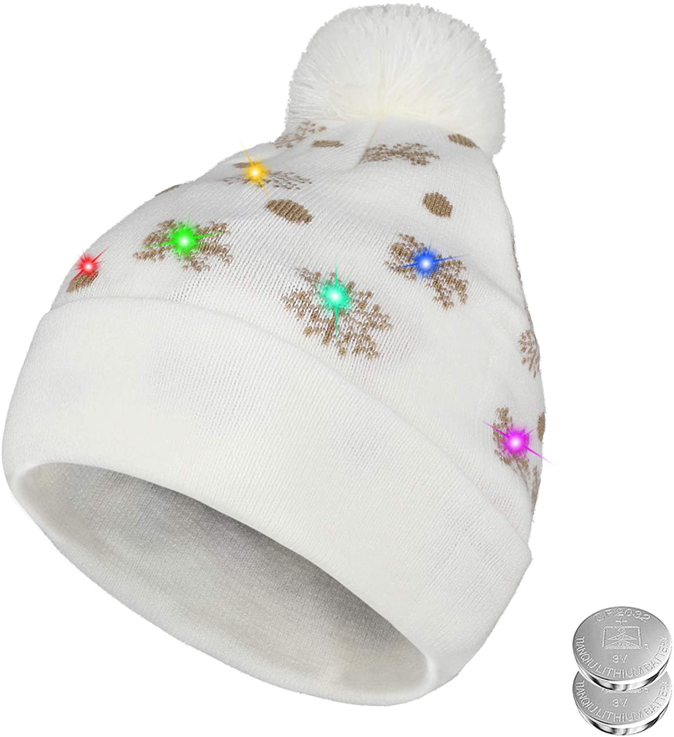 TAGVO LED Light Up Hat Beanie Knit Cap Colorful LED Xmas Christmas Beanie