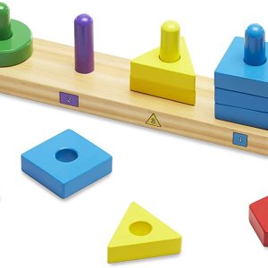 Melissa & Doug Stack and Sort Board Wooden Educational Toy With 15 Solid Wood for sale online 