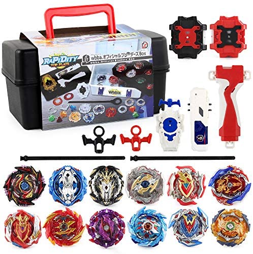 JIMI Bey Battling Top Burst Gyro Toy Set 12 Spinning Tops 3 Launchers  Combat Battling Game with Portable Storage Box Gift for Kids Children Boys  Ages 