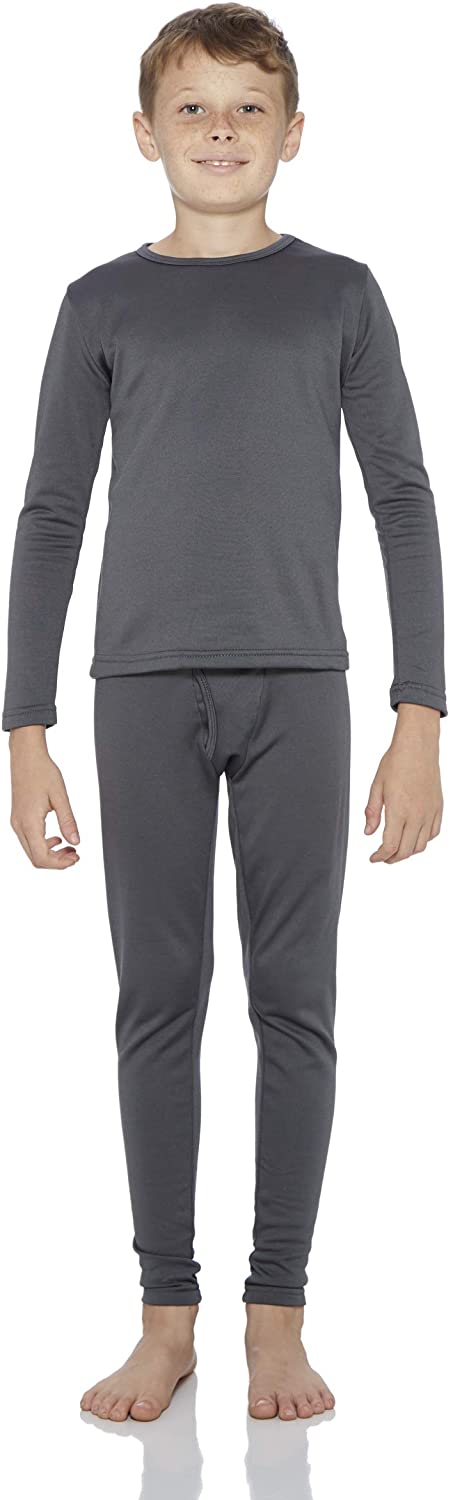 Kids Thermal Long Johns Set Long Sleeve Tshirt Boys Girls Base Layer Top Bottoms 