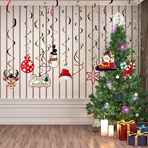 MSL 30 PCS Swirl Decoration Hanging Spiral Decorations for Party Spiral Swirl Streamers Multicolor Foil Ceiling Decorations for Valentine's Day Christmas Wedding,Birthday,Baby Showe 