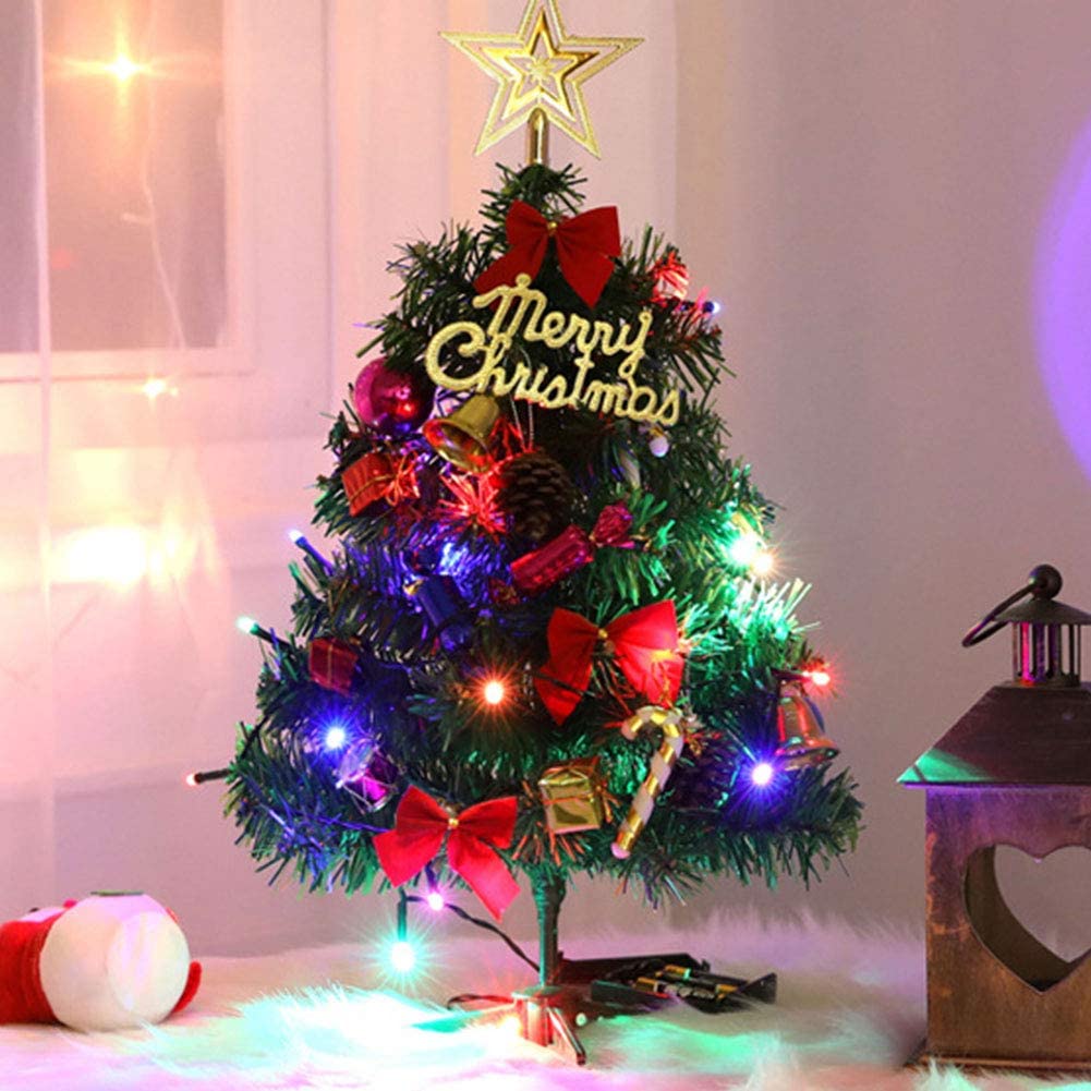 50cm Mini Table Top Snow Christmas Tree Decoration LED Decor Home Xmas Ornaments 