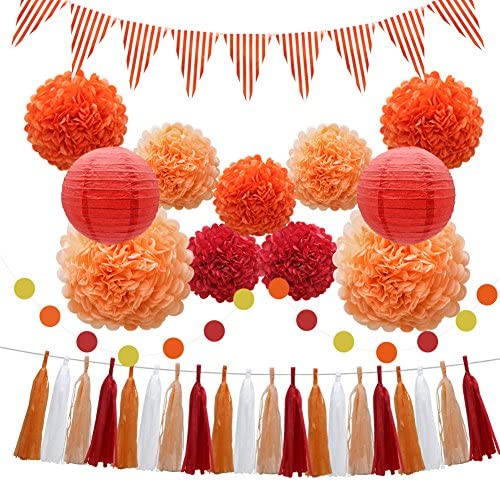 Engagements & Bridal Showers Garlands String Polka Dot & Bunting Flags Weddings Blue Hanging Paper Fans Perfect for Birthdays Baby Showers eBoutik Pom Poms Party Decorations 