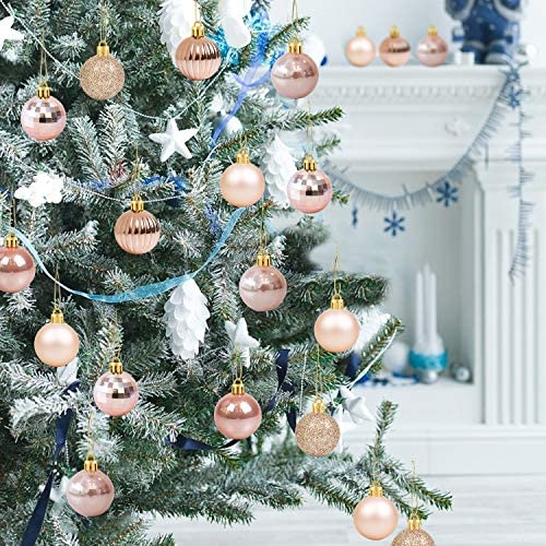 36Pcs Rose Gold Balls For Christmas Tree Ornaments Holiday Decor Party Supplies 