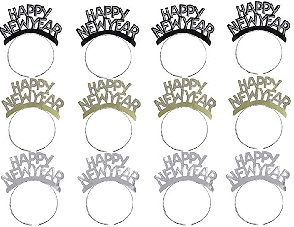 Soochat Happy New Year Headband Tiara New Years Eve Party Supplies 2021 Gold Silver Black 12 Pieces Homefurniturelife Online Store