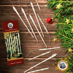 Christmas Tree Decoration 4 Pack Clear Glass Twisted Icicles 