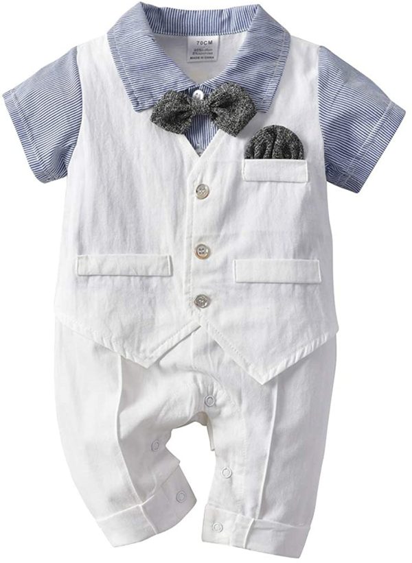 Baby Boy Christening Baptism Smart Suit Outfit Waistcoat Wedding White 0-18 m 