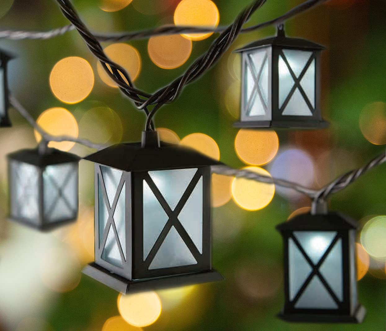 Better Homes and Gardens 10-Count Vintage Cage Lantern String Lights