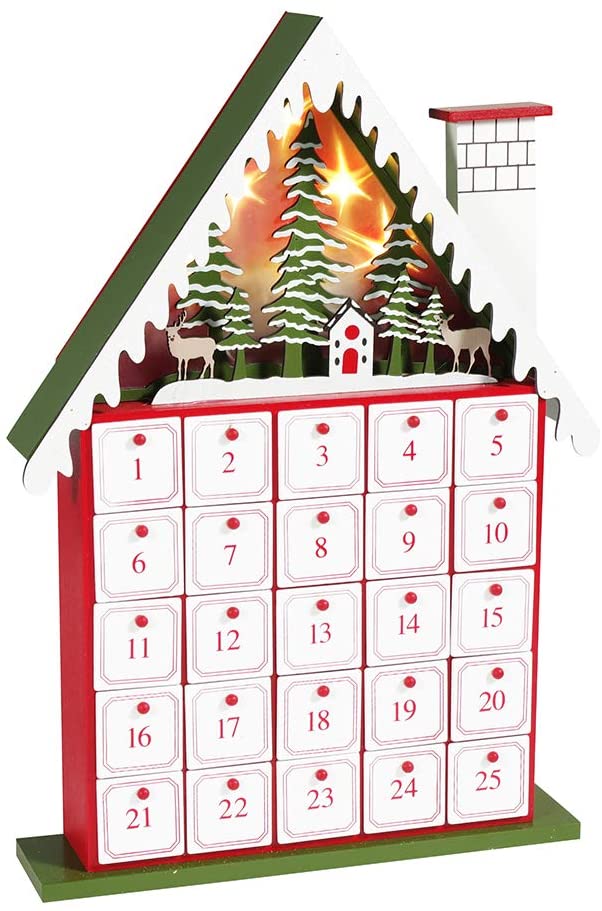 Multi Kurt S Adler Kurt Adler 15.5-Inch Battery-Operated Light-Up House Advent Calendar
