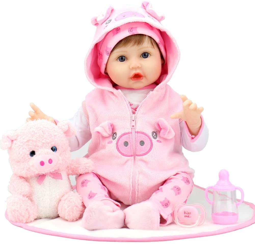 Realisitc Baby Dolls Girls Pink Clothes Set Reborn Toddler Girls Dolls Kids Toys 