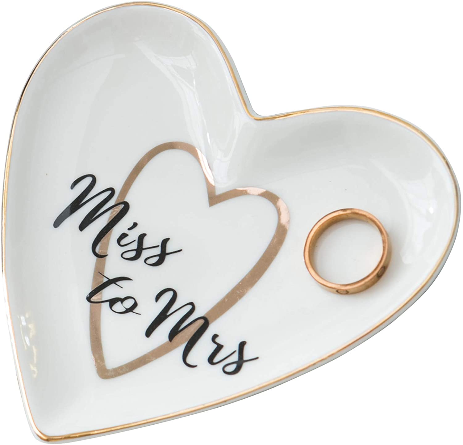Tenforie Ring Dish Jewelry Holder Trinket Tray Ceramic Plate All of Me Loves All of You Jewelry Organizer Home Decor Dish for Birthday Wedding Mothers Day Christmas etc. 