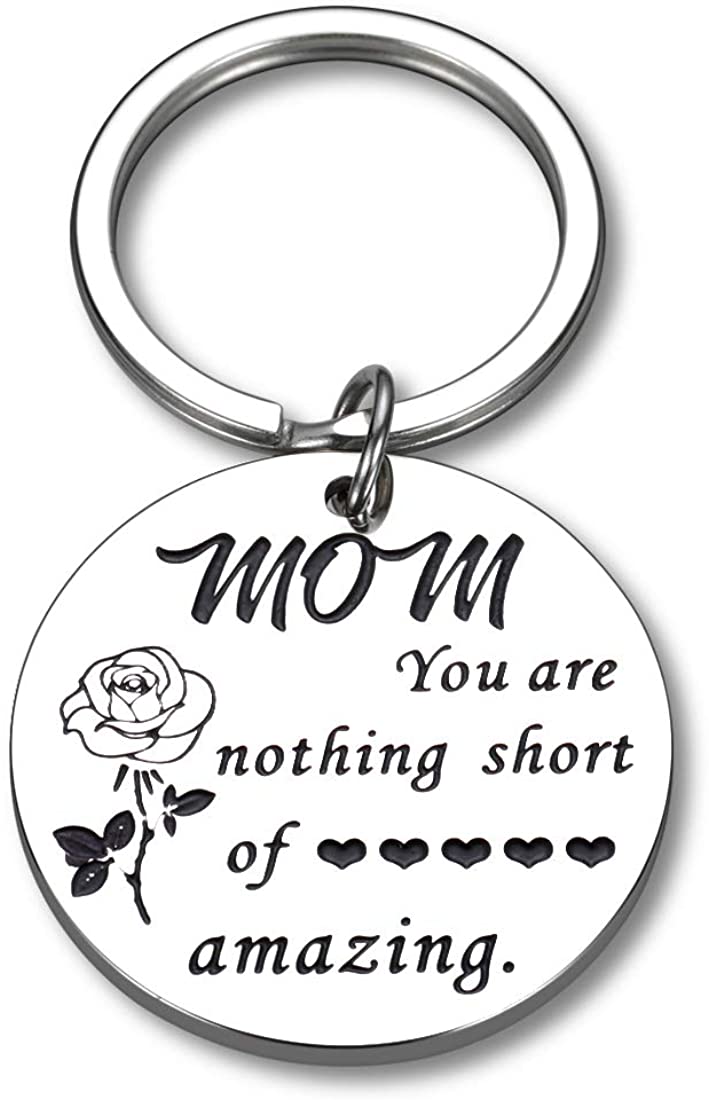 Mom Keychain from Daughter Son Kids Funny Mommy Key Chains Women Birthday Mothers Day Thanksgiving Christmas Gifts 
