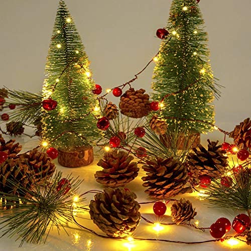 FUNDAFUL Christmas Garland with Lights, 10FT 40LED Red Berry Pine Cone Garland  Lights Battery Operated, LED Garland String Lights, Christmas Decorations  for Home Fireplace Mantel Decor – Homefurniturelife Online Store
