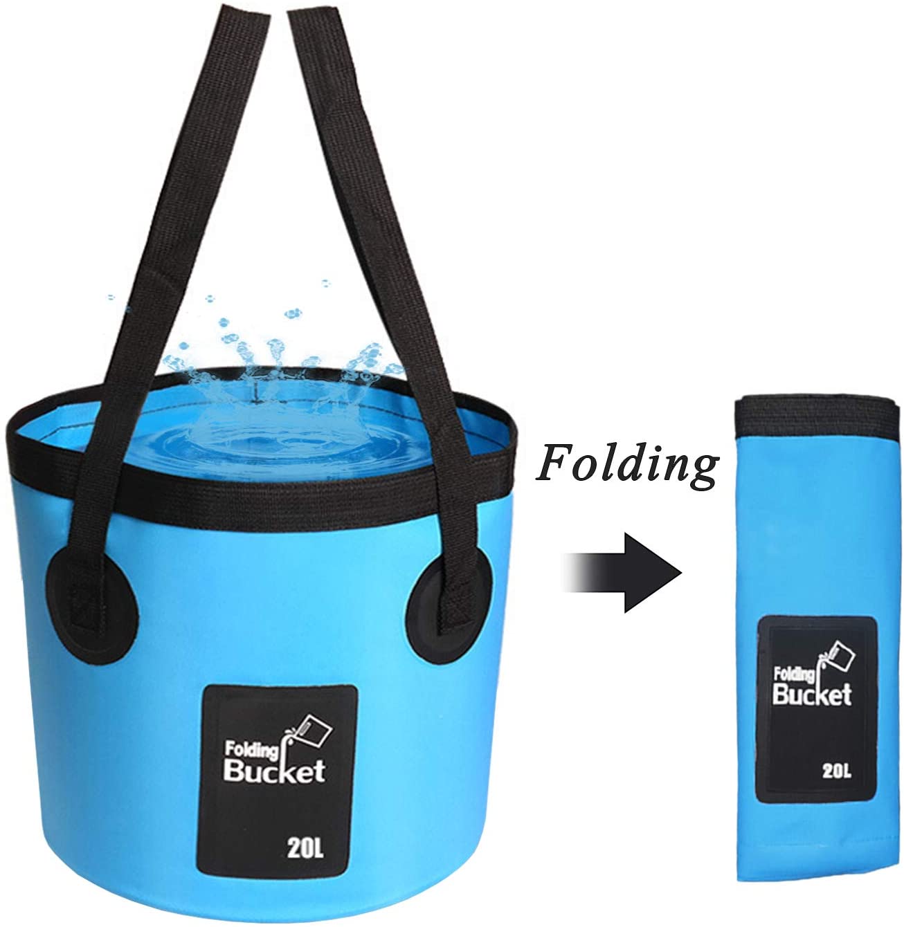 AutoM Folding Bucket,Portable Collapsible Bucket Water Carrier Storage Wash Bin 20L for Camping Hiking Fishing Travel