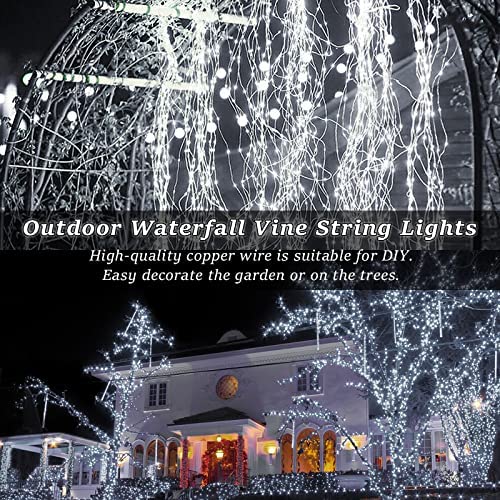 Copper Wire Fairy Lights With Remote Timer 7.3ft 220 LED Bunch Lights,10 Strands Waterfall Lights Waterproof Christmas Vine String Lights for Room Outdoor Indoor Tree Decoration Wedding Party Holiday 