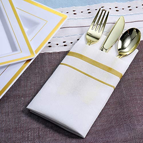 100 Packs Paper Hand Towels for Bathroom Wedding Guest Towels Linen Like Guest Towels Disposable，Disposable Hand Towels for Kitchen Dinner Napkins. Silver Party Napkins 