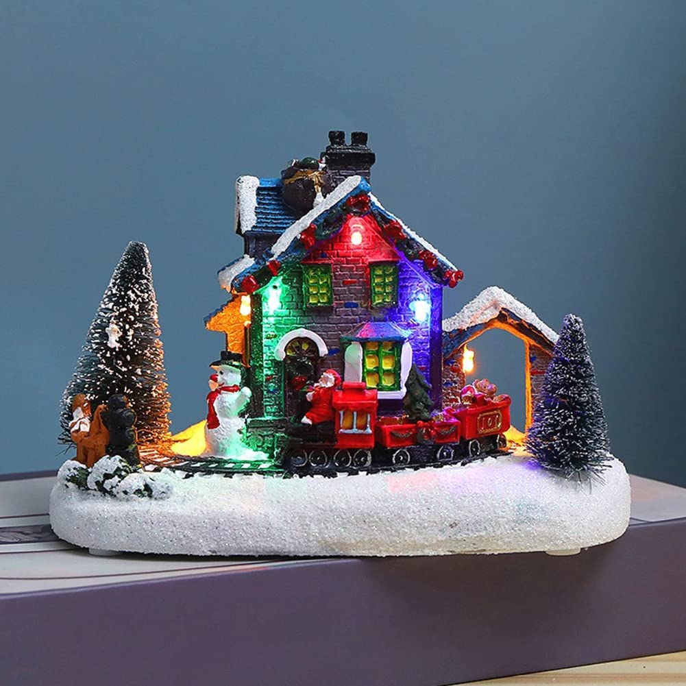 Christmas Village Scene Ornament Colorful LED Lighted Resin Snow House  Music Water Fountain Animated Statues Figurine 2023 Decor| AliExpress | Christmas  Scene Village Led Illuminated Snow House Christmas Decor 
