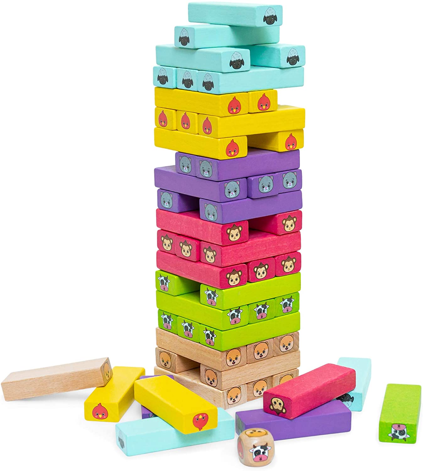 54pcs Wooden Jenga Game Tower Children's Kids Building Block Tumbling Stacking