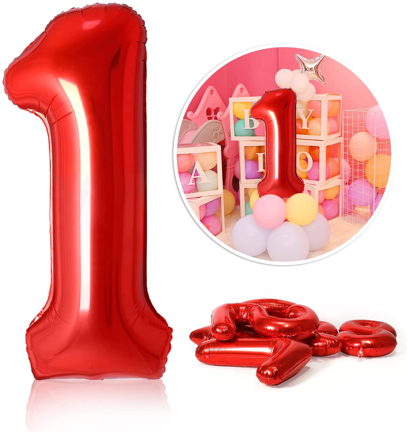 40 Inch Giant Number 9 Mylar Balloons Red Foil Large Number Big Helium Balloon Girls Birthday Party Decoration 