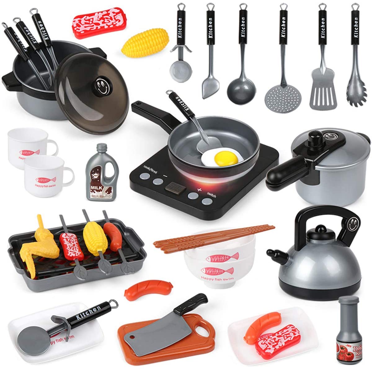 Kitchen Play Set Pretend Bake for Kids Toy Cooking Playset Girls & Boys Xmas 