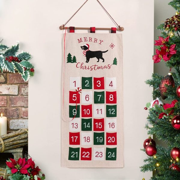 Christmas Advent Calendar Soft Hang Calendar Home Decoration Toy Sweets Pockets 