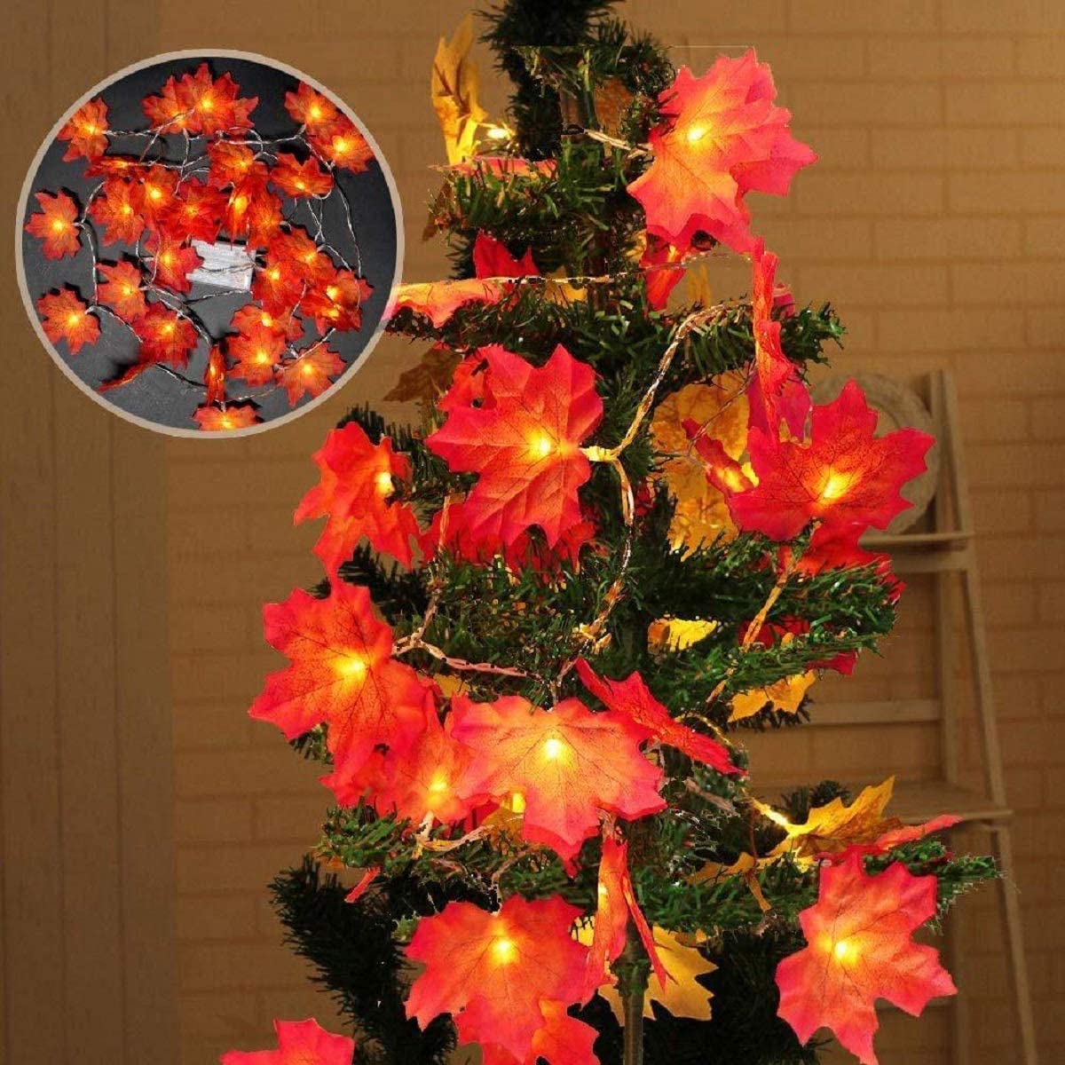 LED Fall Maple Leaves Fairy String Light Leaf Lamp Garland Party Christmas Decor 