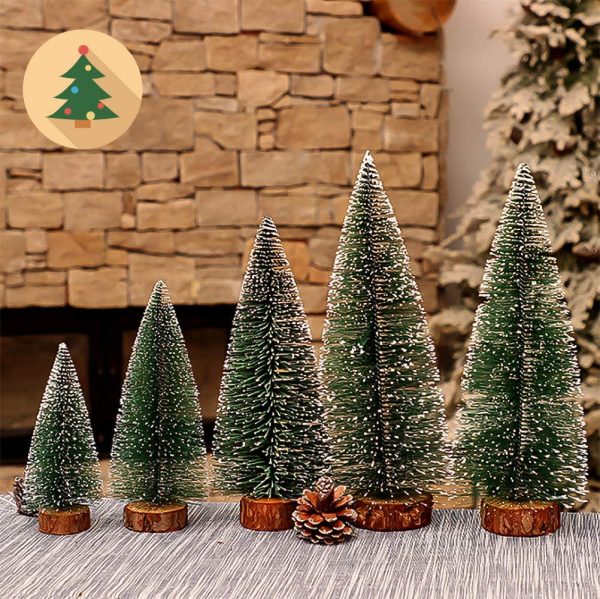 Mini Sisal Christmas Tree With LED Lights Small Frost Pine Tree Party Xmas Decor 