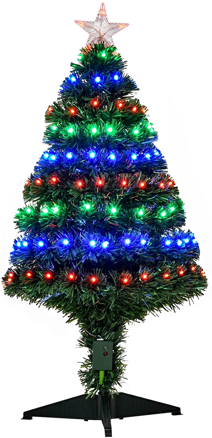 New 6FT Fiber Optic Artificial Christmas Tree Colorful LED Light Decorated 