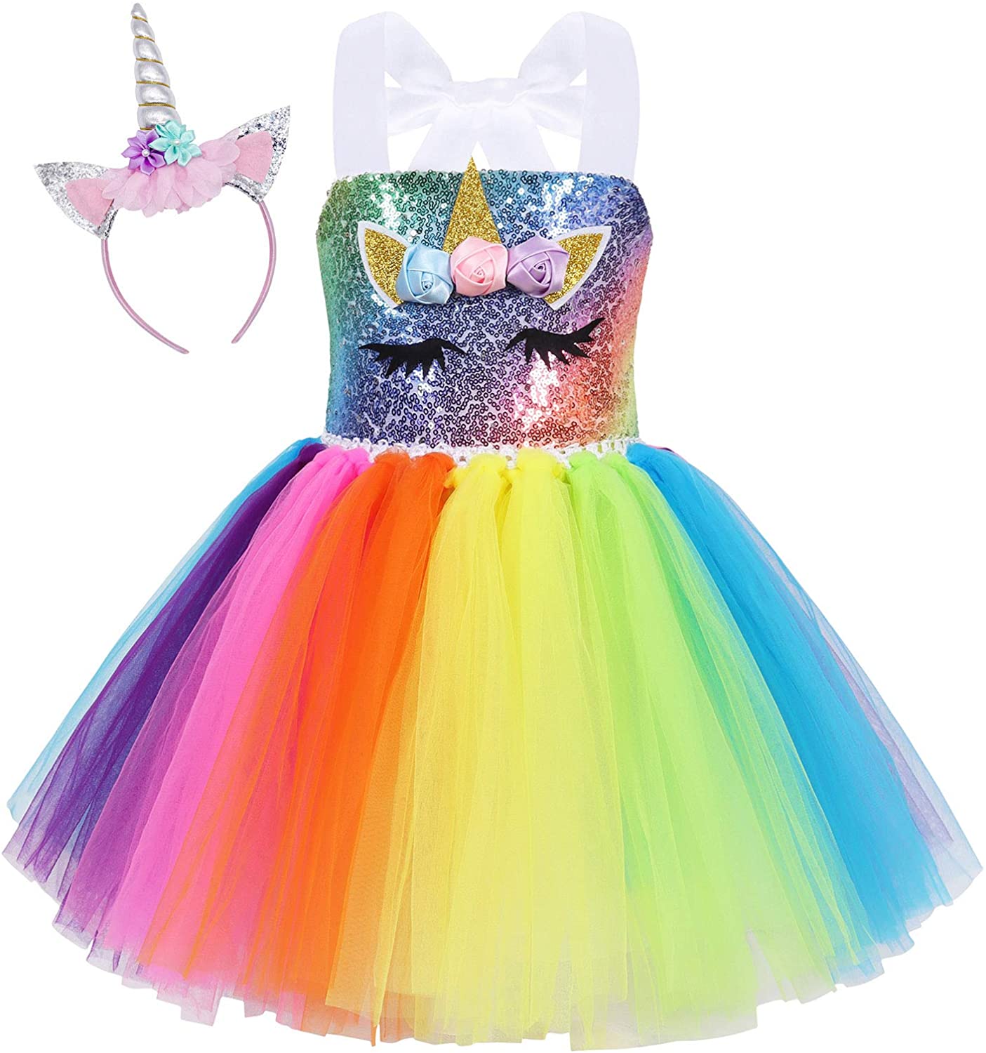 Headband Princess Dress HenzWorld Baby Girls 1st Birthday Outfit Unicorn Costume Tutu Skirt