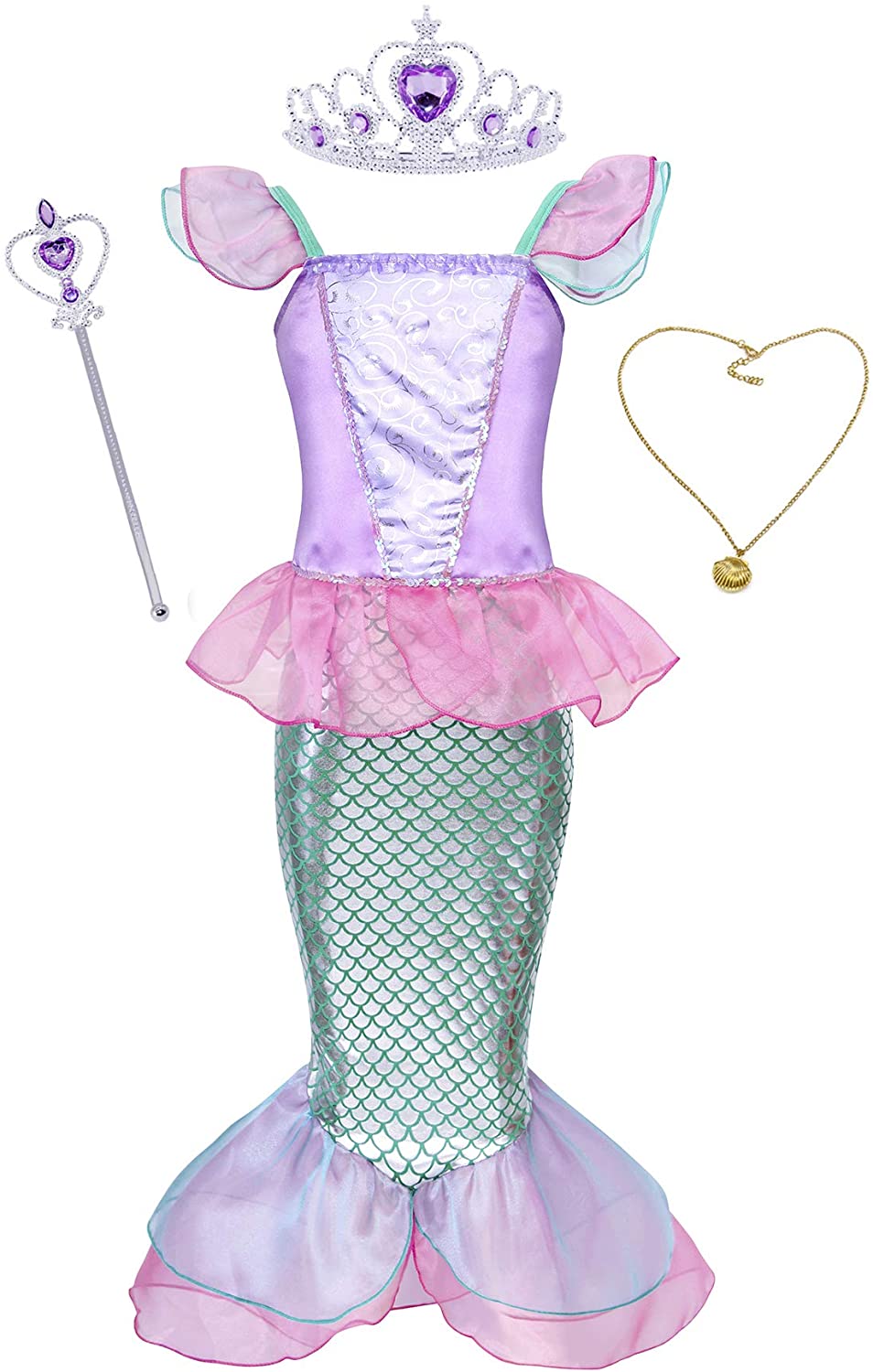 Little Princess Mermaid Ariel Dress Cosplay Costume Christmas Dress For Adults 