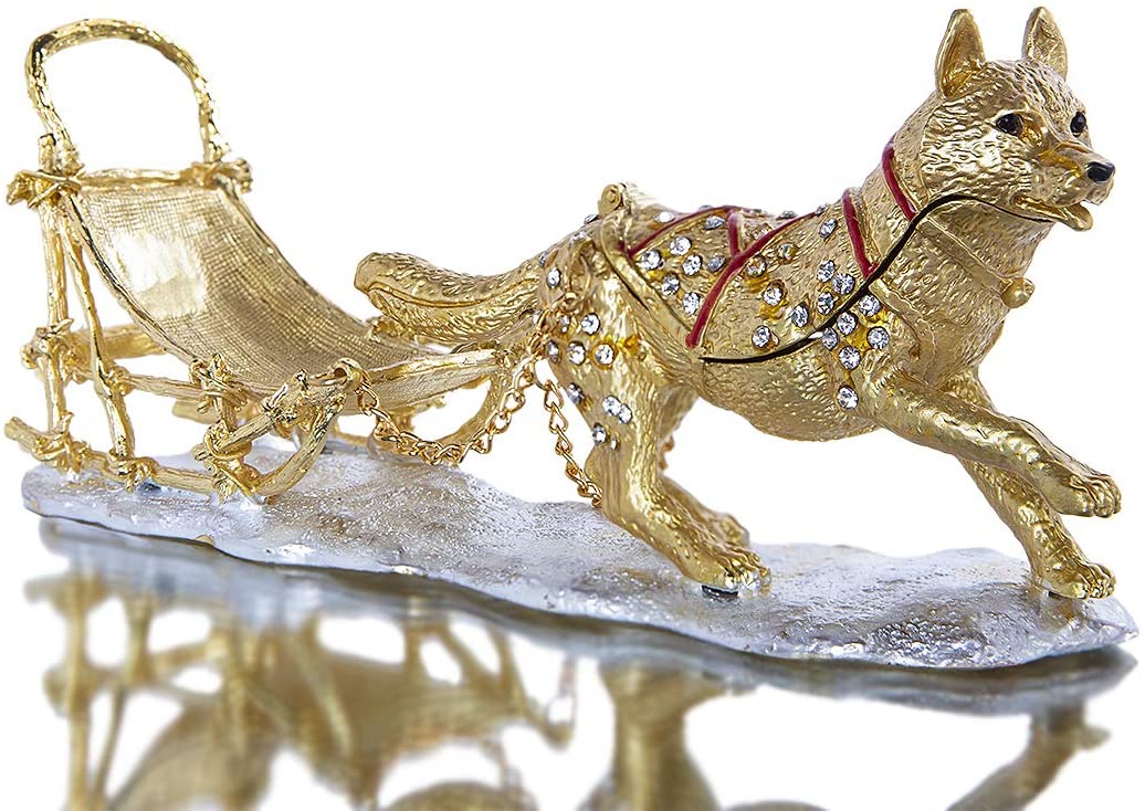 Sled Dog Figurine Trinket Boxes Hinged Collectible Crystals Jeweled  Enameled Wolf Animal Jewelry Ring Holder Box – Homefurniturelife Online  Store