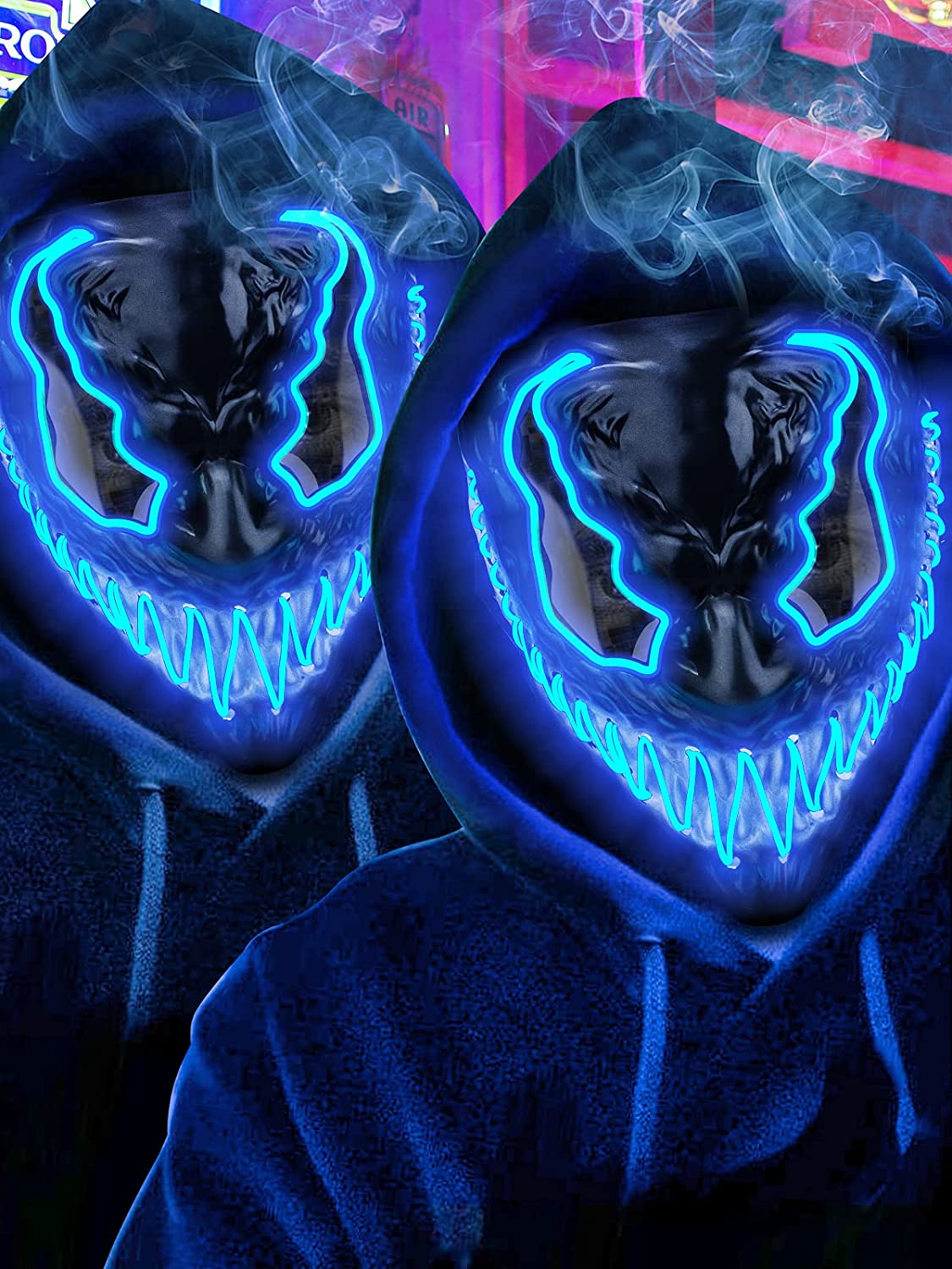 El Wire Light Up LED Mask 3 Modes Full Face Mask Costume Cosplay Party Mask Toy 