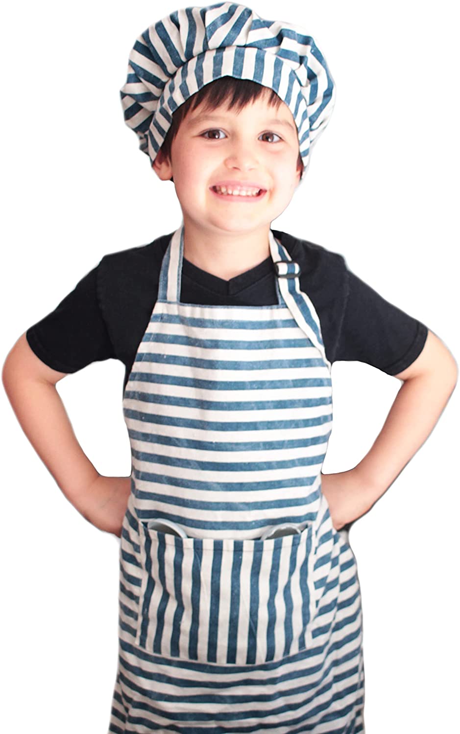 Gift Set for Boys & Girls Age 2-4 Dapper&Doll Toddler Apron & Chef Hat Robots 