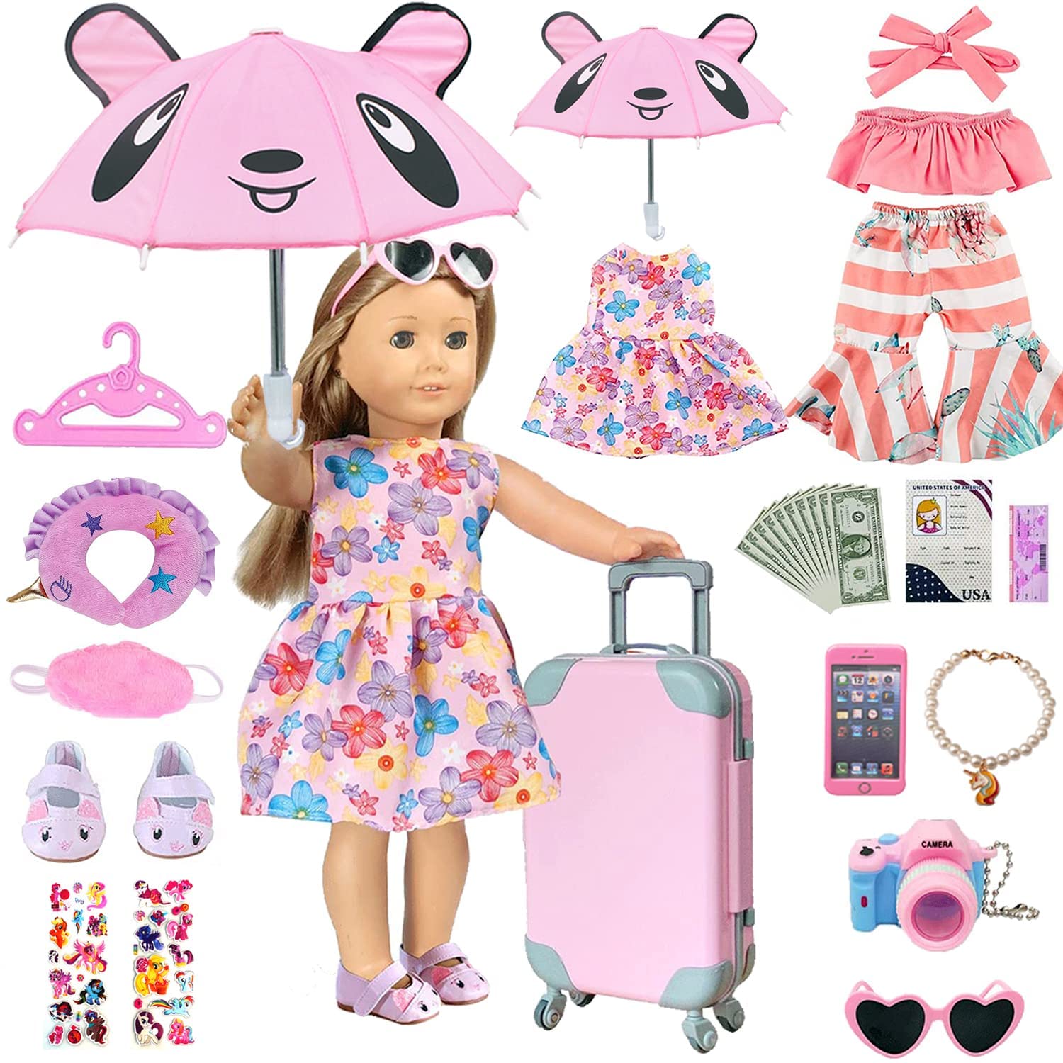 only Suitcase_CH Travel Set  Suitcase For 18 inch  Girl Doll gift 