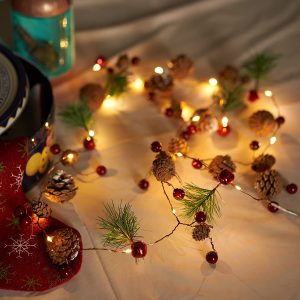 20LED Battery Operated Pine Cone String Fairy Lights Xmas Wedding Home Decor 