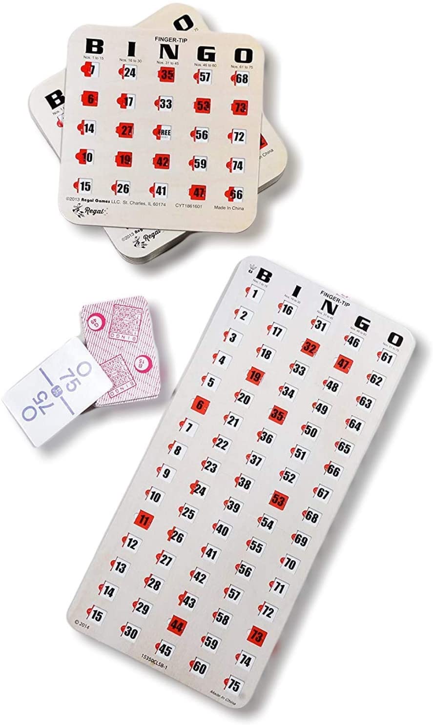 Bingo Kit w/ 10 JUMBO Reusable Shutter Slide Cards Masterboard & Calling Cards 