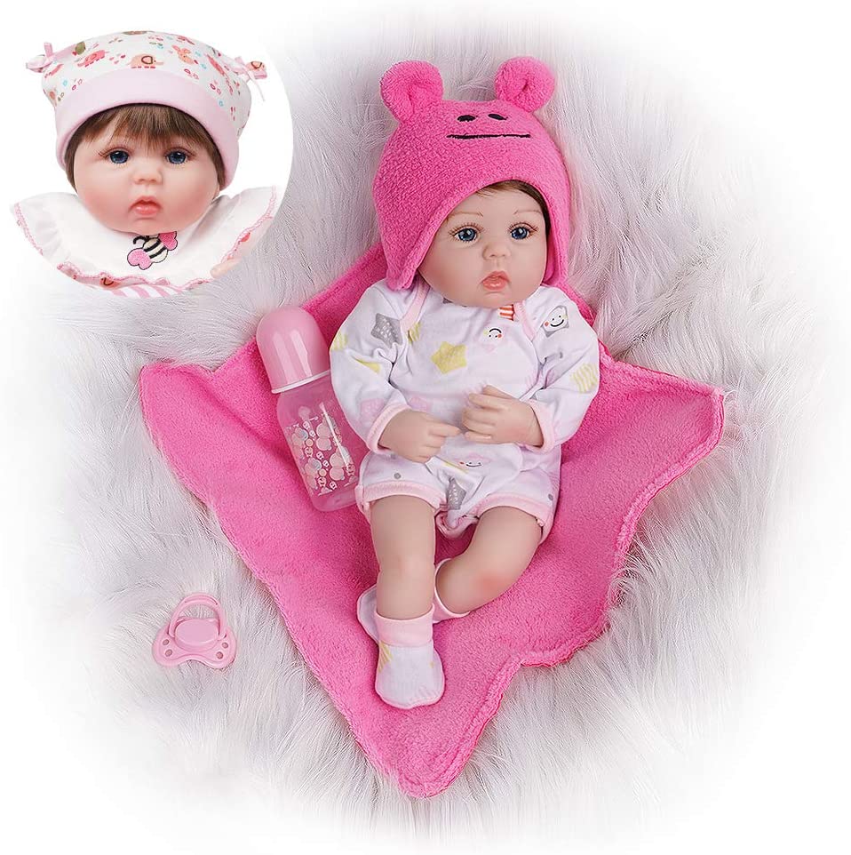16" Baby Doll Reborn Soft Vinyl Silicone Doll Clothing & Accessories Light 