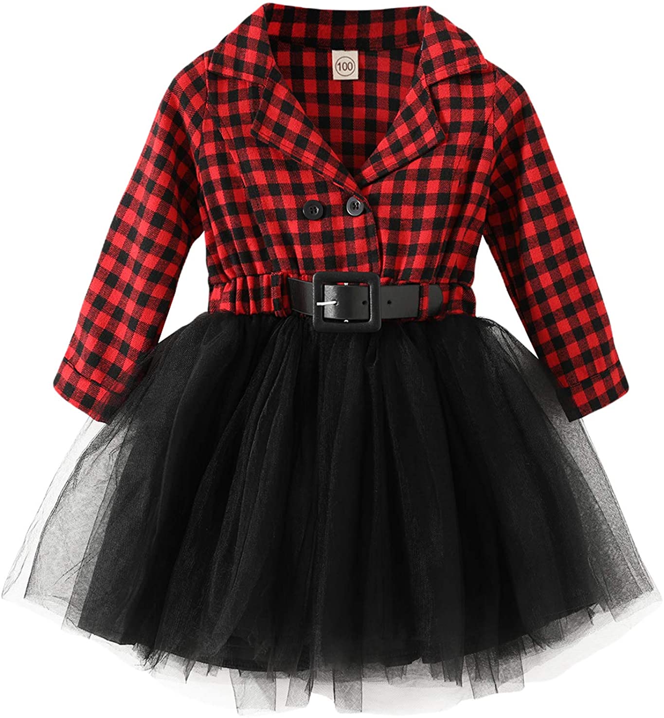 Little Kids Baby Girl Dresses Red Plaid Tutu Skirt Party Princess Formal Outfit Clothes 