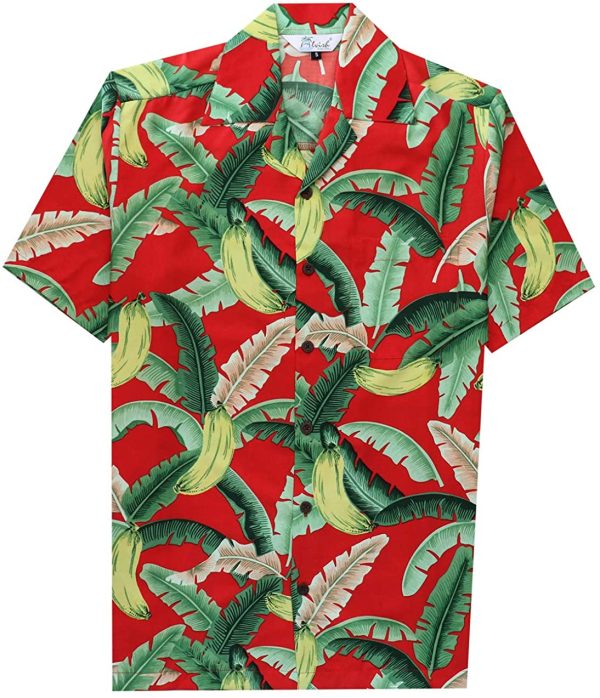 Mens Beachwear Aloha Hawaiian Short Sleeves Button Down Hawaiian Shirt Red Mens Beachwear Aloha Hawaiian Short Sleeves Button Down Hawaiian Shirt Red